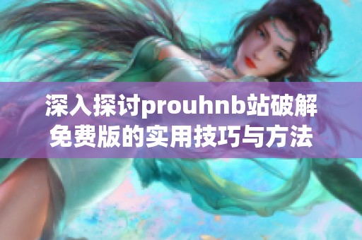 深入探讨prouhnb站破解免费版的实用技巧与方法