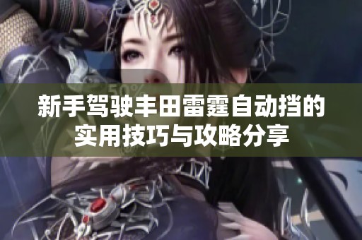 新手驾驶丰田雷霆自动挡的实用技巧与攻略分享