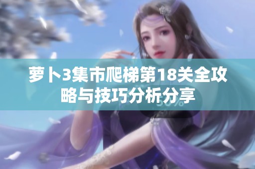 萝卜3集市爬梯第18关全攻略与技巧分析分享