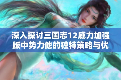 深入探讨三国志12威力加强版中势力他的独特策略与优势